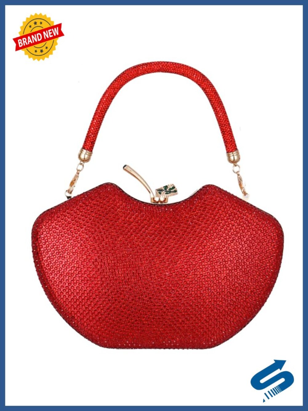 Rhinestone Apple Clutch Evening Bag Wedding Party Handbag